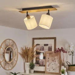 Lampes En Tissu-hofstein Plafonnier Alsen Bois foncé, Noir, 2 lumières