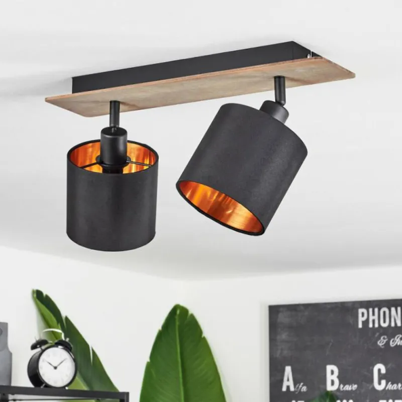 Lampes En Tissu-hofstein Plafonnier Alsen Bois foncé, Noir, 2 lumières