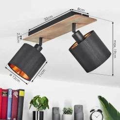 Lampes En Tissu-hofstein Plafonnier Alsen Bois foncé, Noir, 2 lumières