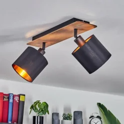 Lampes En Tissu-hofstein Plafonnier Alsen Bois foncé, Noir, 2 lumières