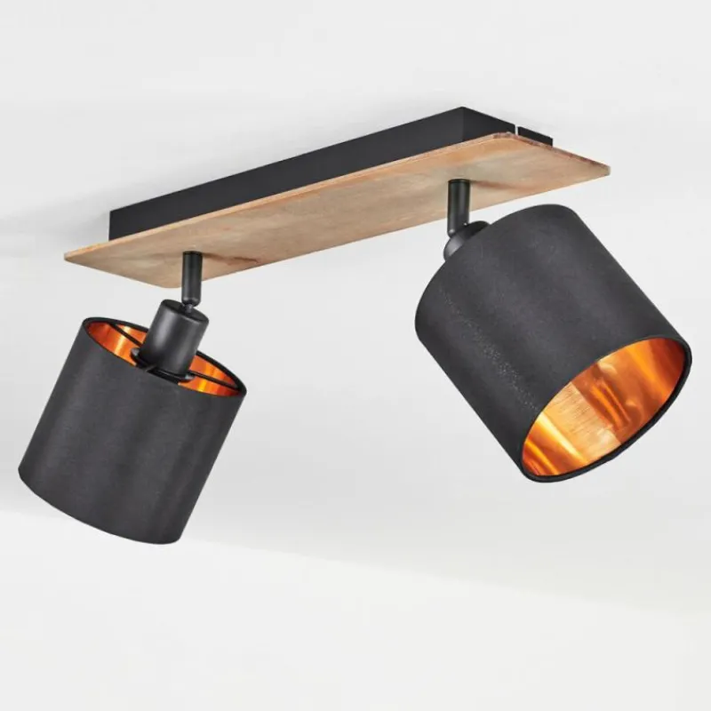 Lampes En Tissu-hofstein Plafonnier Alsen Bois foncé, Noir, 2 lumières