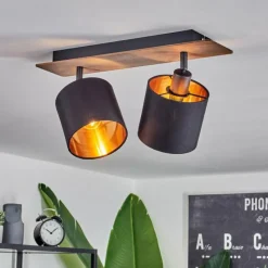 Lampes En Tissu-hofstein Plafonnier Alsen Bois foncé, Noir, 2 lumières