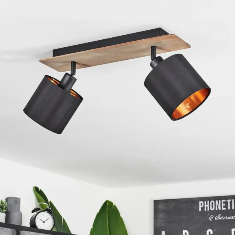 Lampes En Tissu-hofstein Plafonnier Alsen Bois foncé, Noir, 2 lumières