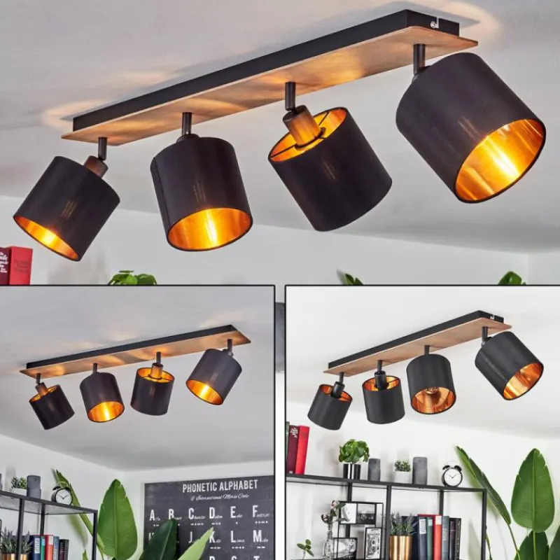 Lampes En Tissu-hofstein Plafonnier Alsen Bois foncé, Noir, 4 lumières