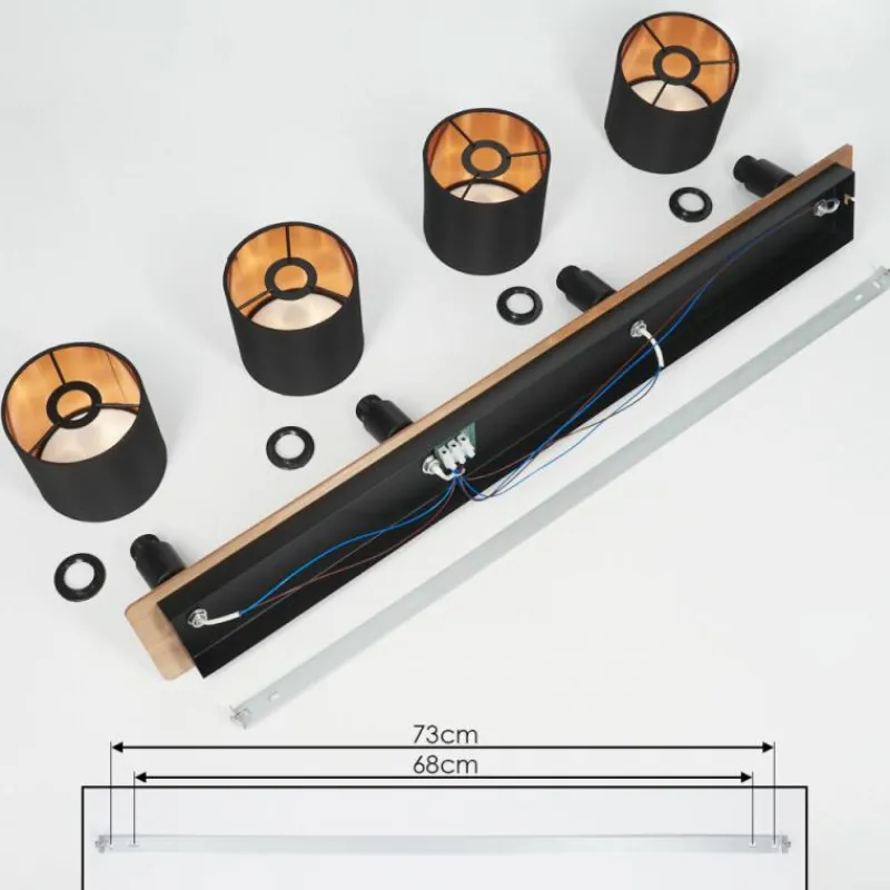 Lampes En Tissu-hofstein Plafonnier Alsen Bois foncé, Noir, 4 lumières