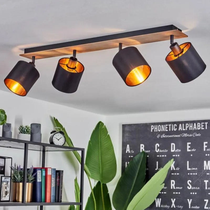 Lampes En Tissu-hofstein Plafonnier Alsen Bois foncé, Noir, 4 lumières