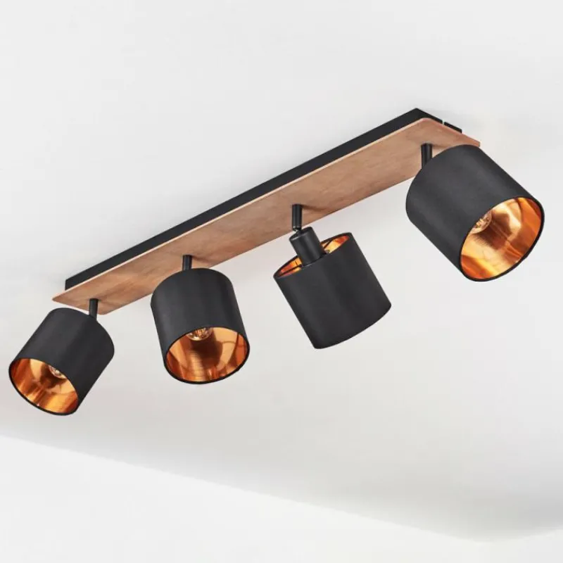 Lampes En Tissu-hofstein Plafonnier Alsen Bois foncé, Noir, 4 lumières