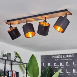 Lampes En Tissu-hofstein Plafonnier Alsen Bois foncé, Noir, 4 lumières