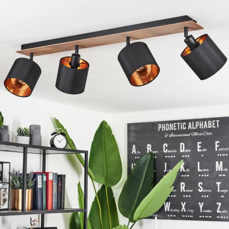 Lampes En Tissu-hofstein Plafonnier Alsen Bois foncé, Noir, 4 lumières