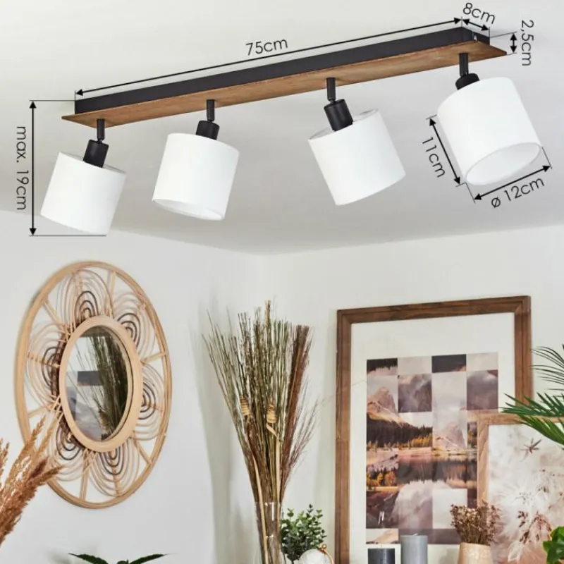 Lampes En Tissu-hofstein Plafonnier Alsen Bois foncé, Noir, 4 lumières