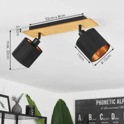 Lampes En Tissu-hofstein Plafonnier Alsen Brun, Noir, 2 lumières