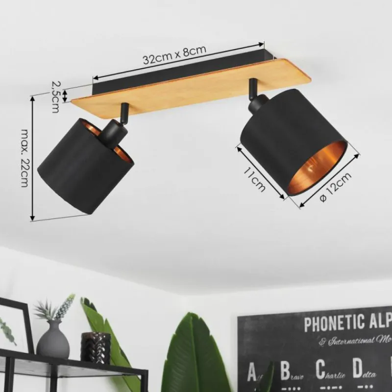 Lampes En Tissu-hofstein Plafonnier Alsen Brun, Noir, 2 lumières