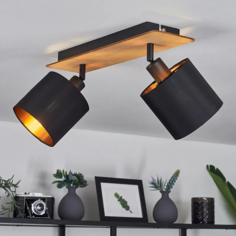 Lampes En Tissu-hofstein Plafonnier Alsen Brun, Noir, 2 lumières