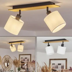 Lampes En Tissu-hofstein Plafonnier Alsen Écru, Noir, 2 lumières