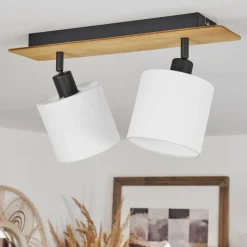 Lampes En Tissu-hofstein Plafonnier Alsen Écru, Noir, 2 lumières