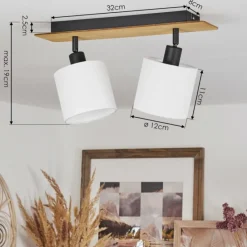 Lampes En Tissu-hofstein Plafonnier Alsen Écru, Noir, 2 lumières