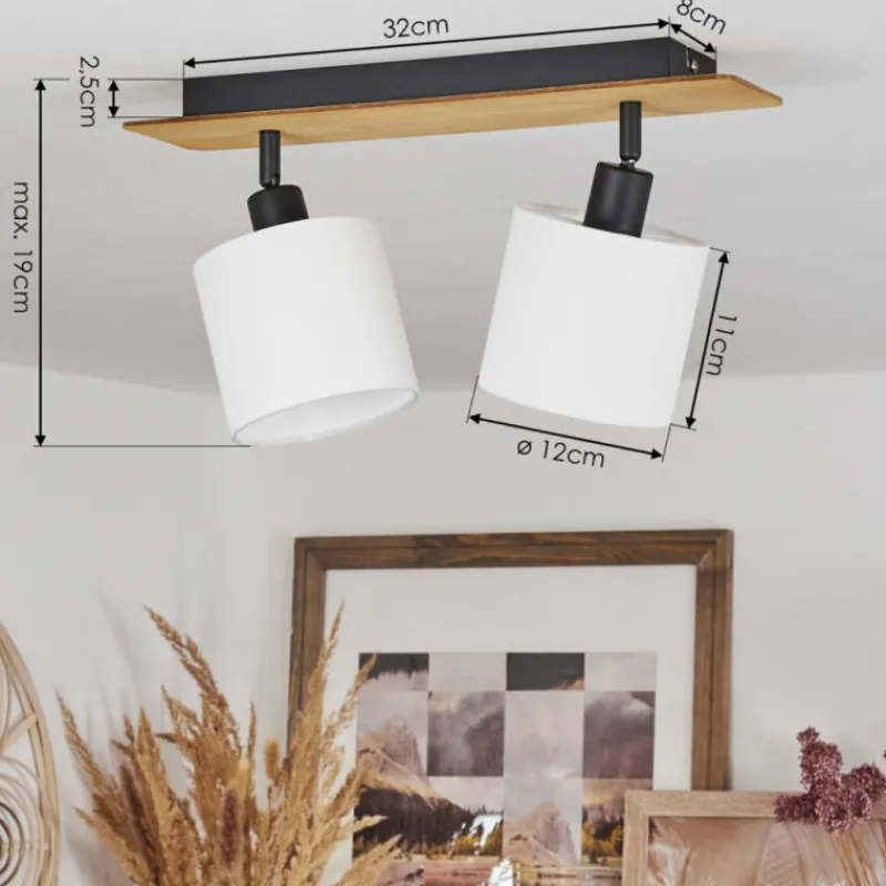 Lampes En Tissu-hofstein Plafonnier Alsen Écru, Noir, 2 lumières