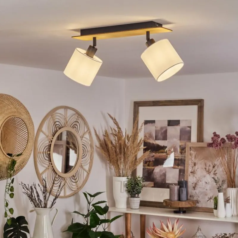 Lampes En Tissu-hofstein Plafonnier Alsen Écru, Noir, 2 lumières