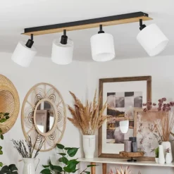 Lampes En Tissu-hofstein Plafonnier Alsen Écru, Noir, 4 lumières