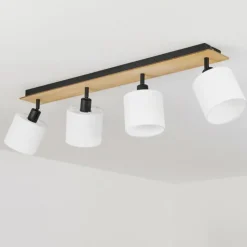 Lampes En Tissu-hofstein Plafonnier Alsen Écru, Noir, 4 lumières