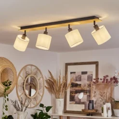 Lampes En Tissu-hofstein Plafonnier Alsen Écru, Noir, 4 lumières