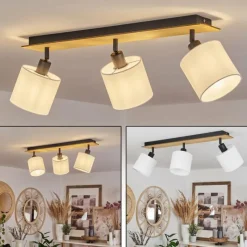 Lampes En Tissu-hofstein Plafonnier Alsen Écru, Noir, 3 lumières