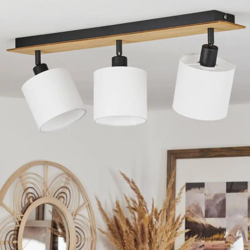 Lampes En Tissu-hofstein Plafonnier Alsen Écru, Noir, 3 lumières