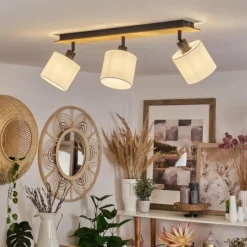 Lampes En Tissu-hofstein Plafonnier Alsen Écru, Noir, 3 lumières