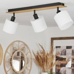 Lampes En Tissu-hofstein Plafonnier Alsen Écru, Noir, 3 lumières