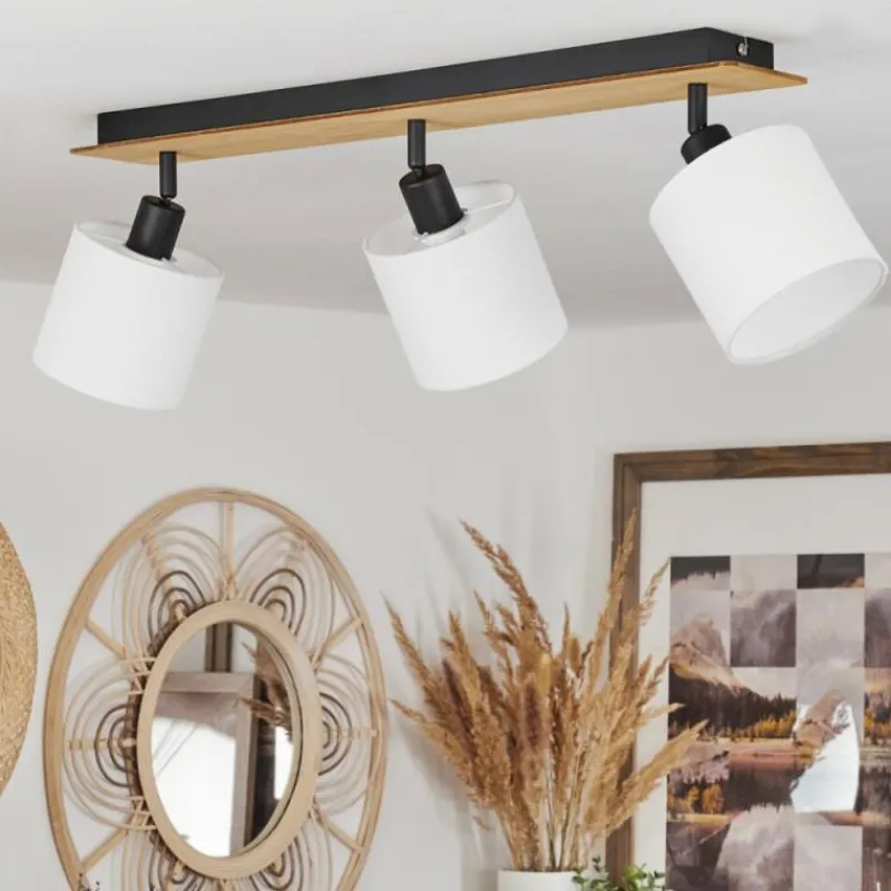 Lampes En Tissu-hofstein Plafonnier Alsen Écru, Noir, 3 lumières