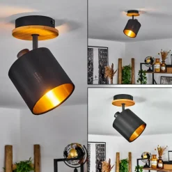 Lampes En Tissu-hofstein Plafonnier Alsen Écru, Noir, 1 lumière