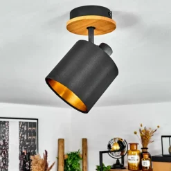 Lampes En Tissu-hofstein Plafonnier Alsen Écru, Noir, 1 lumière