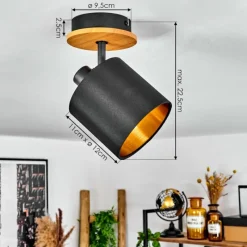 Lampes En Tissu-hofstein Plafonnier Alsen Écru, Noir, 1 lumière