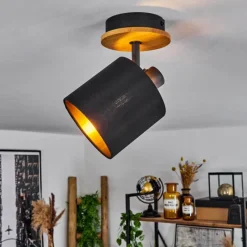 Lampes En Tissu-hofstein Plafonnier Alsen Écru, Noir, 1 lumière