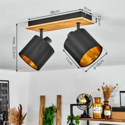 Lampes En Tissu-hofstein Plafonnier Alsen Écru, Noir, 2 lumières