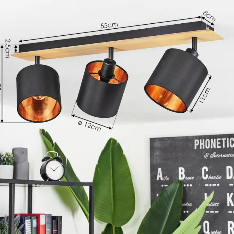 Lampes En Tissu-hofstein Plafonnier Alsen Écru, Noir, 3 lumières