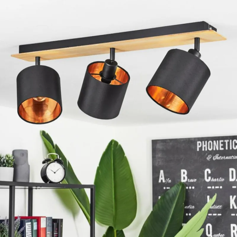 Lampes En Tissu-hofstein Plafonnier Alsen Écru, Noir, 3 lumières