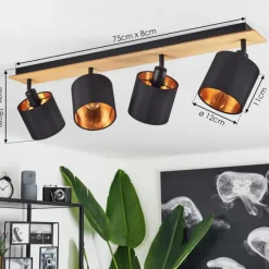 Lampes En Tissu-hofstein Plafonnier Alsen Écru, Noir, 4 lumières