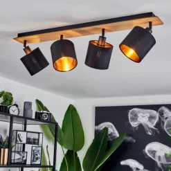 Lampes En Tissu-hofstein Plafonnier Alsen Écru, Noir, 4 lumières