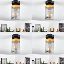 Suspension Verre Fumé-hofstein Plafonnier Amignon Noir, 1 lumière