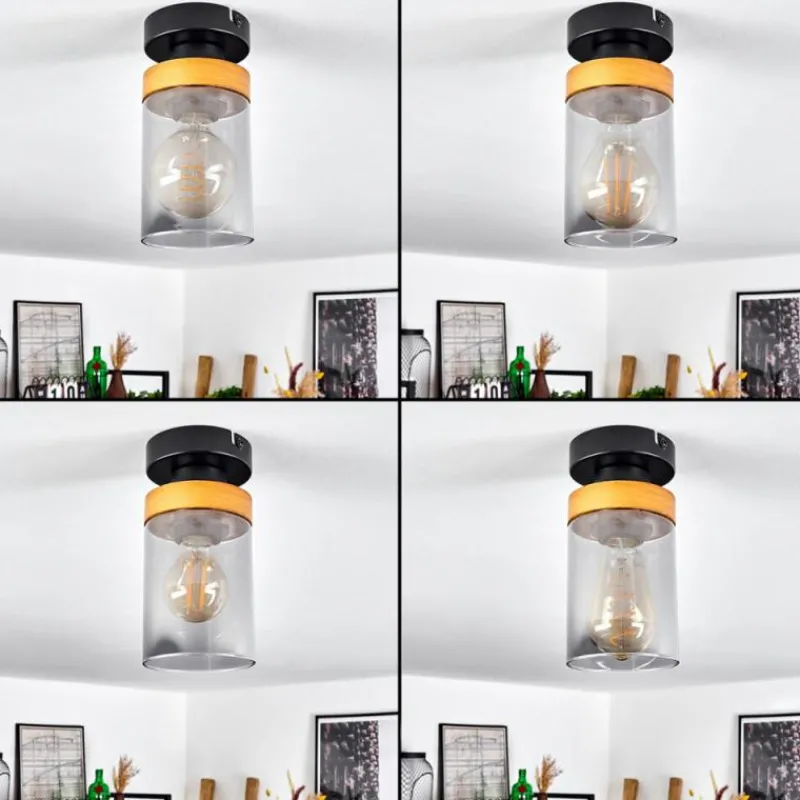 Suspension Verre Fumé-hofstein Plafonnier Amignon Noir, 1 lumière