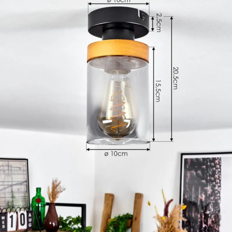 Suspension Verre Fumé-hofstein Plafonnier Amignon Noir, 1 lumière