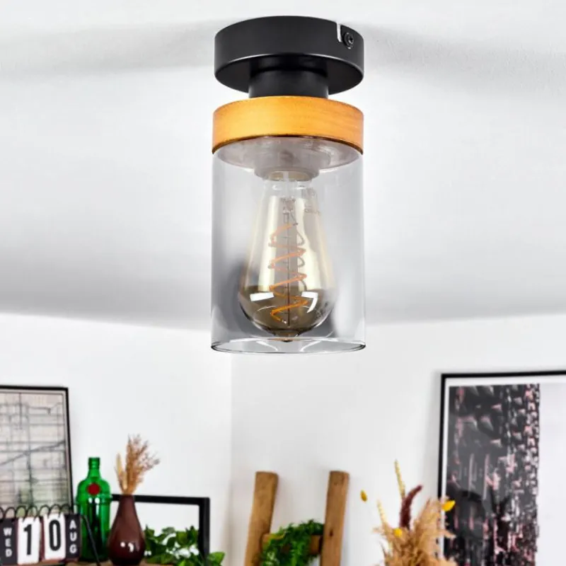 Suspension Verre Fumé-hofstein Plafonnier Amignon Noir, 1 lumière