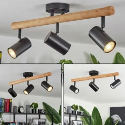 Lampes En Bois-hofstein Plafonnier Arbrentin Écru, Noir, 3 lumières