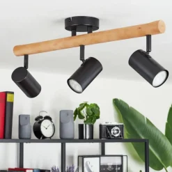 Lampes En Bois-hofstein Plafonnier Arbrentin Écru, Noir, 3 lumières