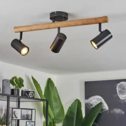 Lampes En Bois-hofstein Plafonnier Arbrentin Écru, Noir, 3 lumières