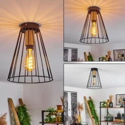 Lampes Industrielles-hofstein Plafonnier Arrawarra Écru, Noir, 1 lumière