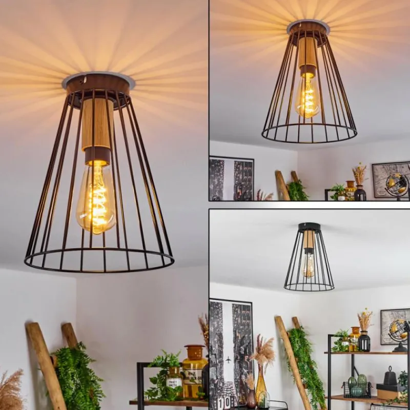 Lampes Industrielles-hofstein Plafonnier Arrawarra Écru, Noir, 1 lumière