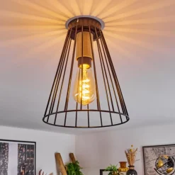 Lampes Industrielles-hofstein Plafonnier Arrawarra Écru, Noir, 1 lumière