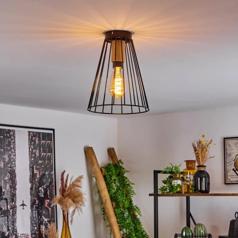 Lampes Industrielles-hofstein Plafonnier Arrawarra Écru, Noir, 1 lumière